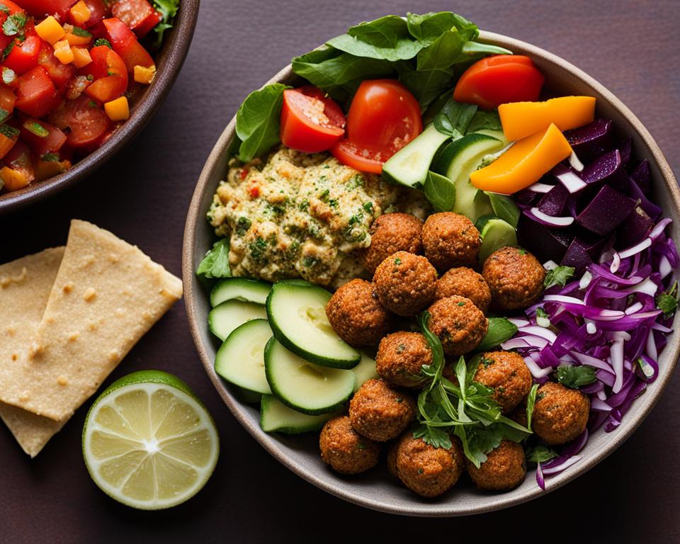 Mediterranean bowl with hummus and falafel