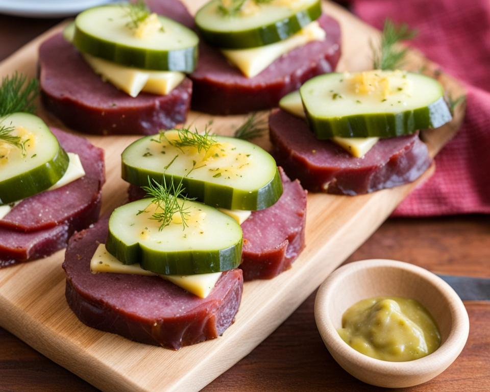 Reuben Pickle Bites