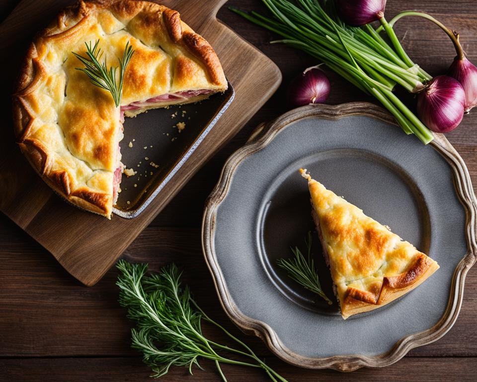 Savory slab pie with ham and cheese appetizer