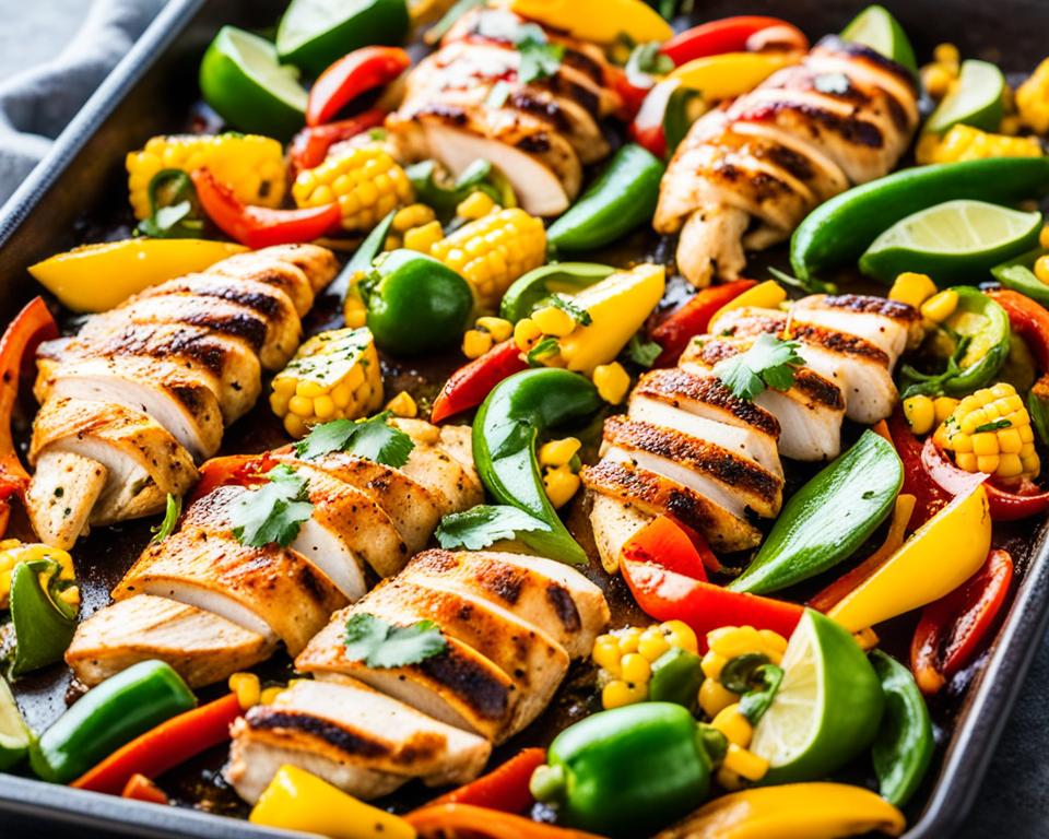 Sheet-Pan Poblano-and-Corn Chicken Fajitas