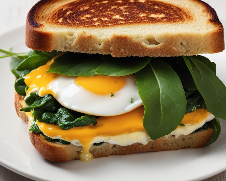 egg spinach Cheddar breakfast sandwich