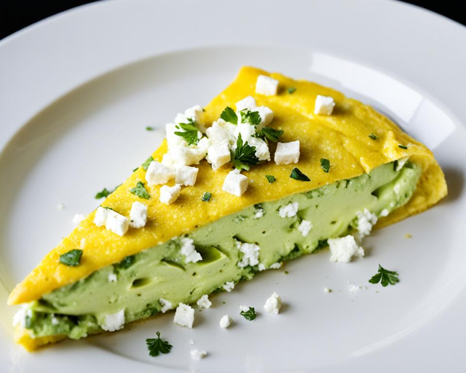 egg white omelet with avocado and feta cheese