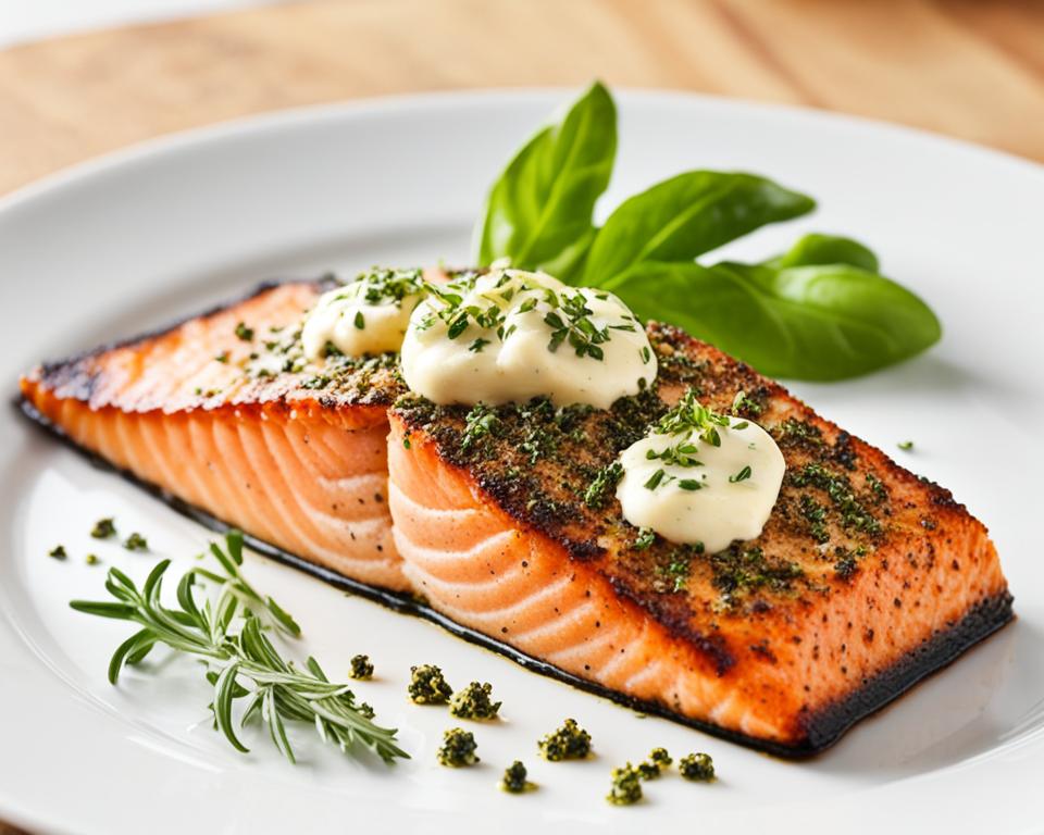 mustard mayonnaise crusted salmon