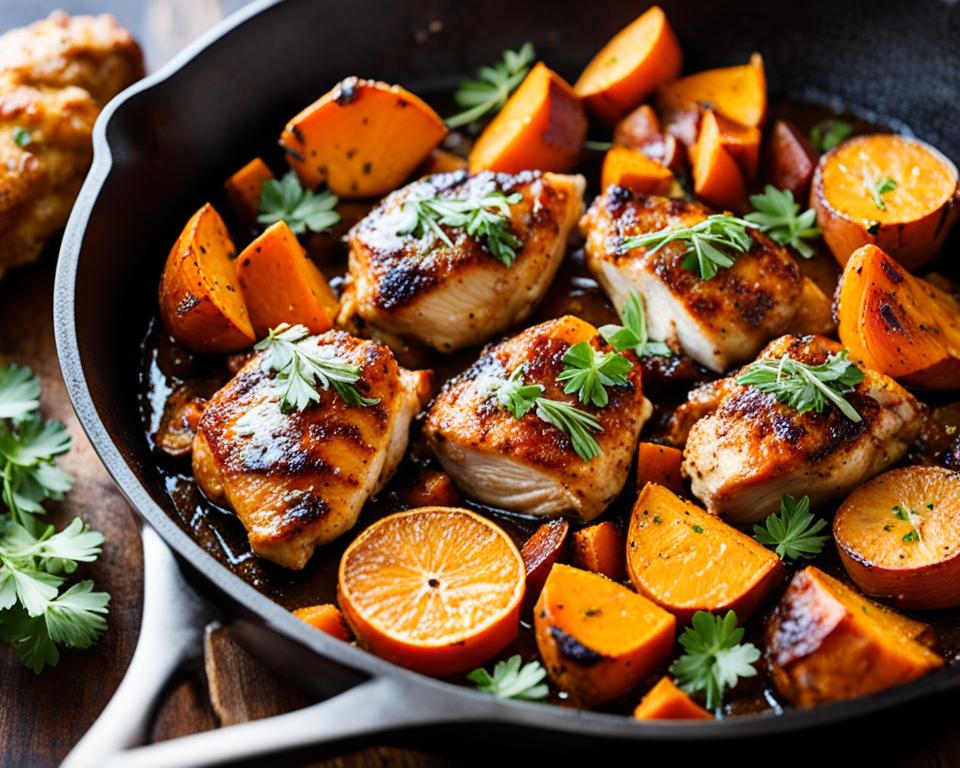 one-pan chicken and sweet potatoes