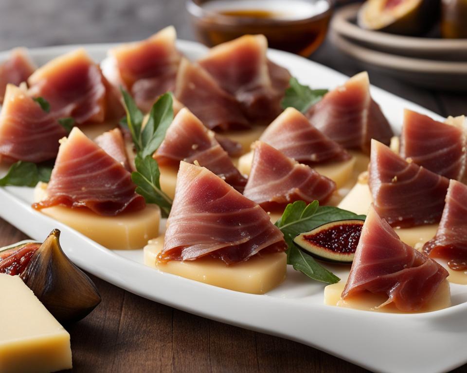 prosciutto wrapped grana padano with fig preserves