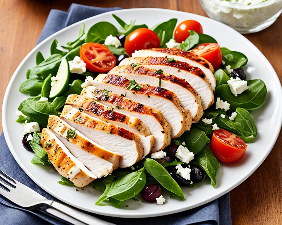 Baked Chicken Breasts with Mediterranean Salad