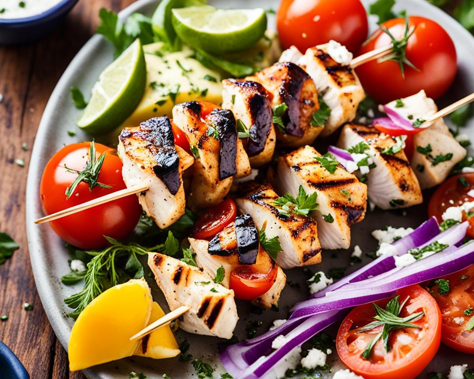 Grilled chicken souvlaki