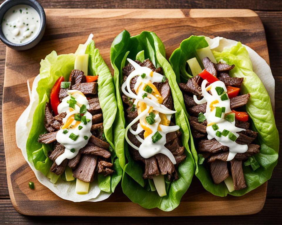 Philly Cheesesteak Lettuce Wraps