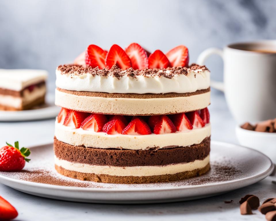 Vegan tiramisu with strawberries