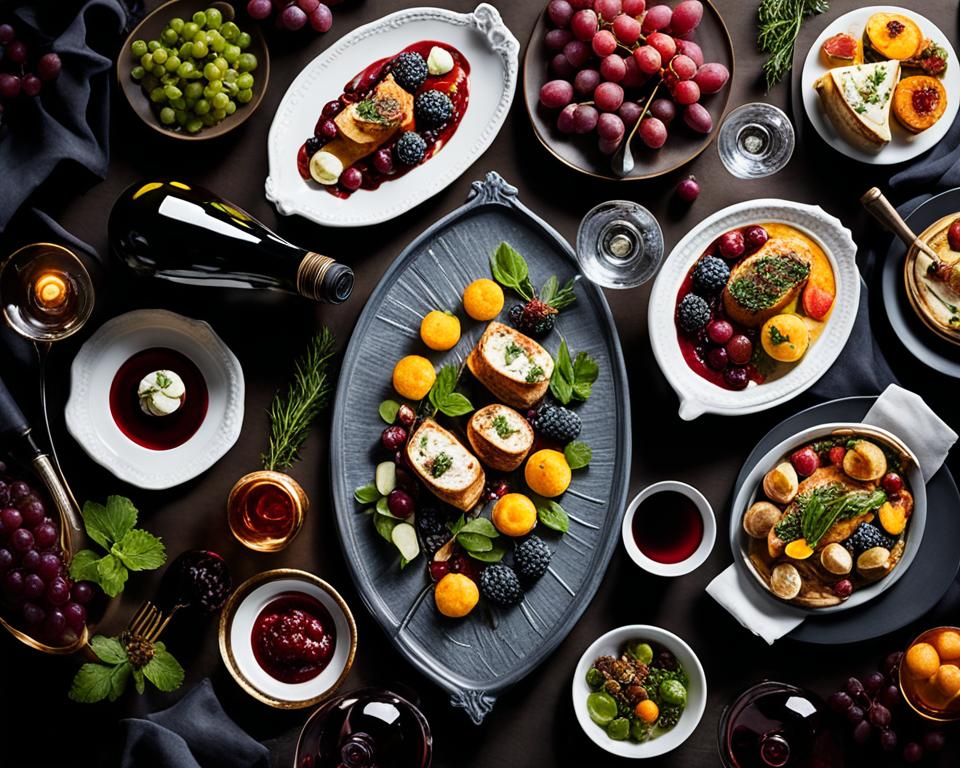 luxury gourmet dishes paired with wine